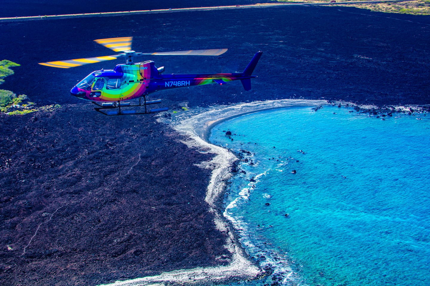 Helicopter over water
