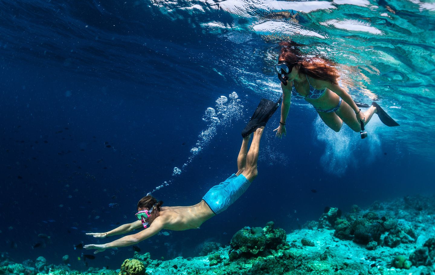 Couple snorkeling