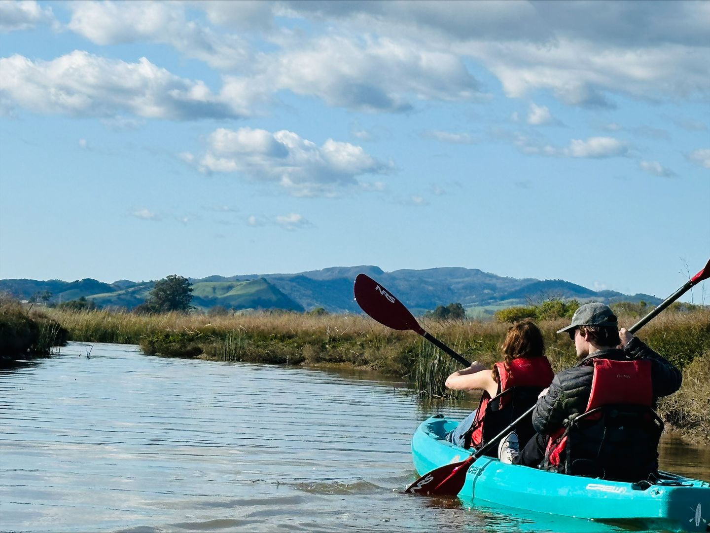 Two people kayaking