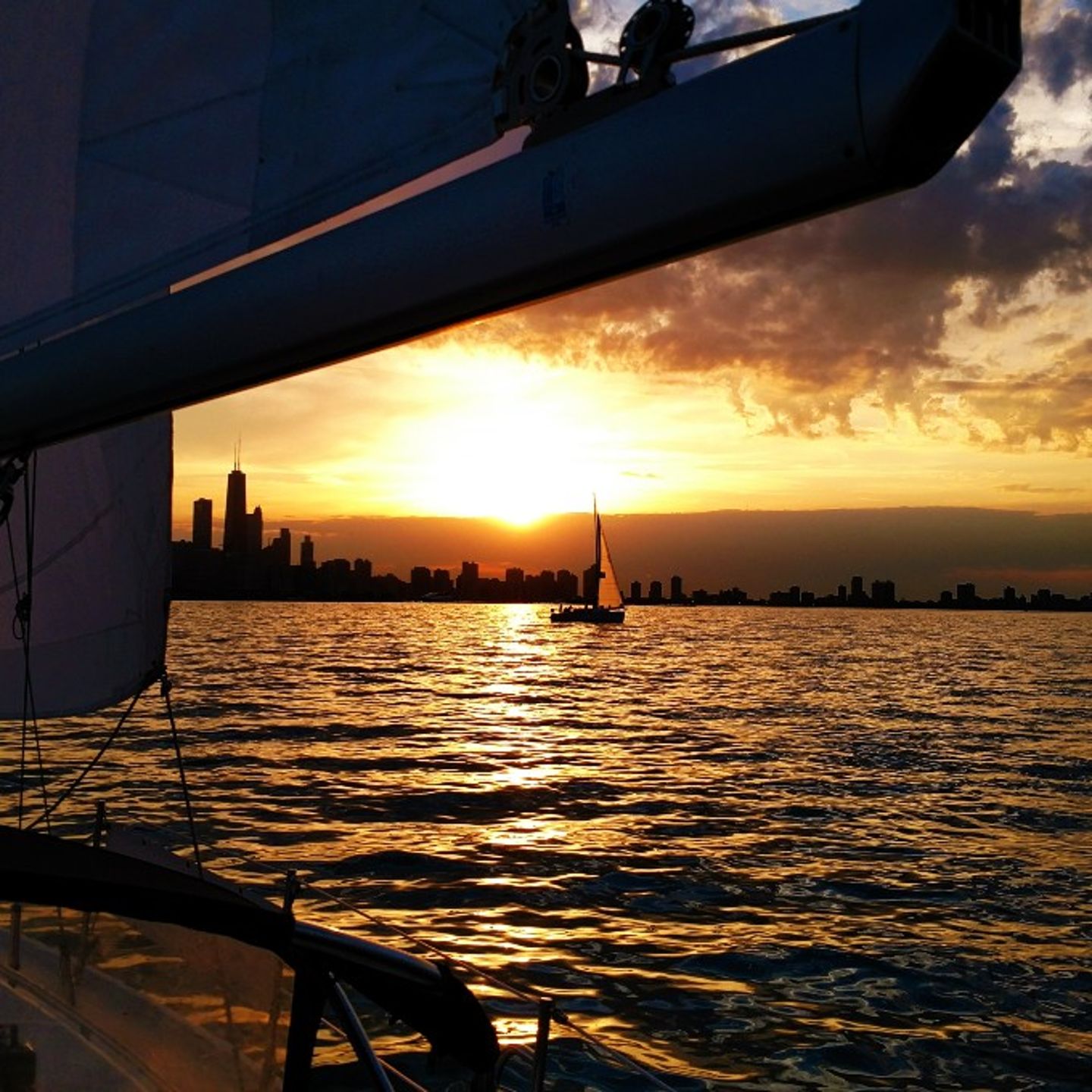 Sunset with Chicago Skyline