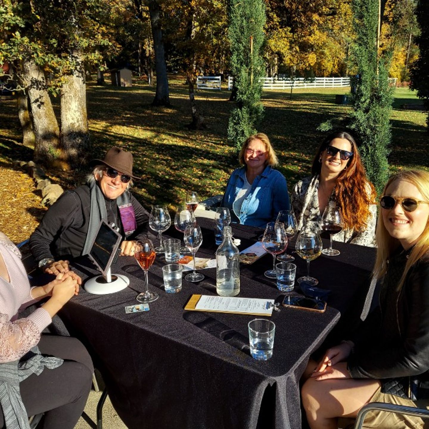 Group at table with wine