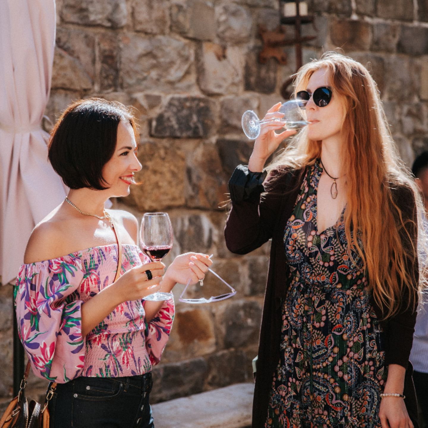 Women drinking wine
