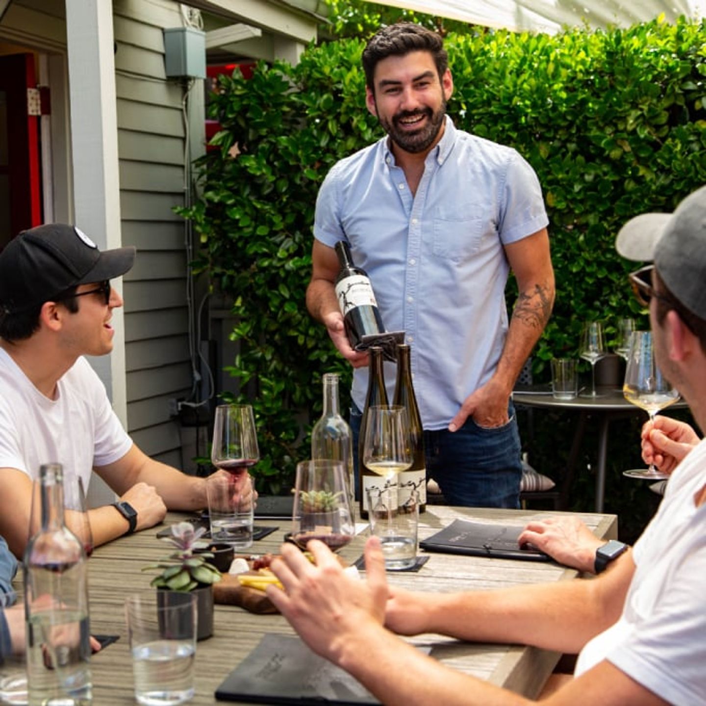 Group at table with wine