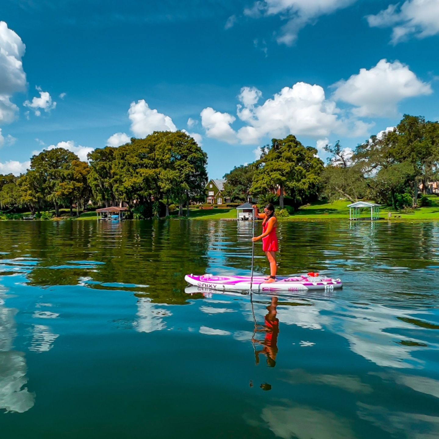 Woman paddleboarding