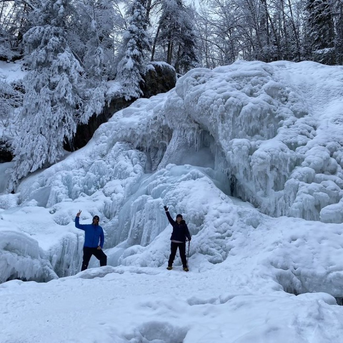 Two people posing on hike