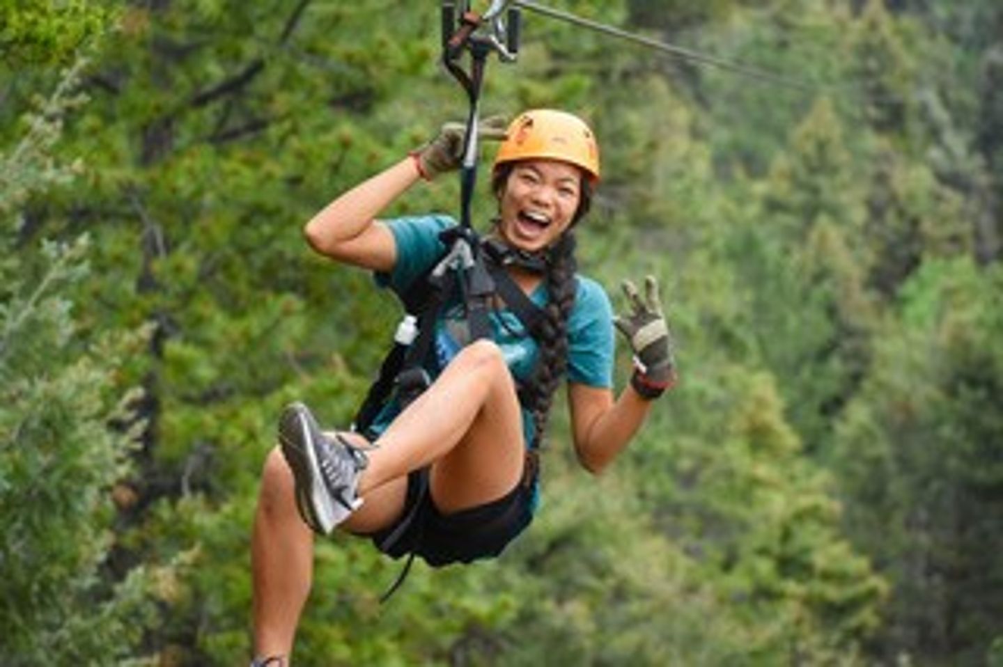 Woman posing on zipline