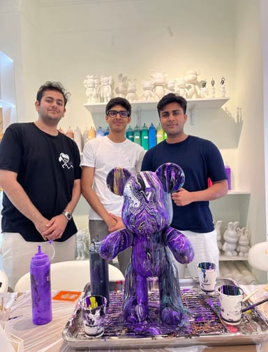 Bear Figurine Paint Pouring Experience for Two