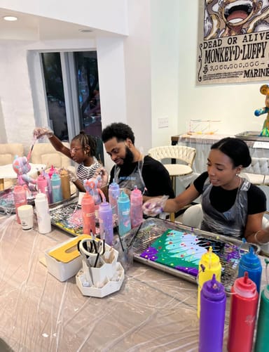 Bear Figurine Paint Pouring Experience for Two