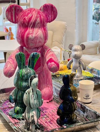 Bear Figurine Paint Pouring Experience for Two