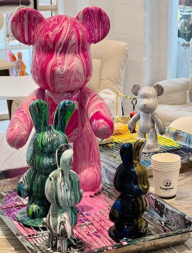 Bear Figurine Paint Pouring Experience for Two
