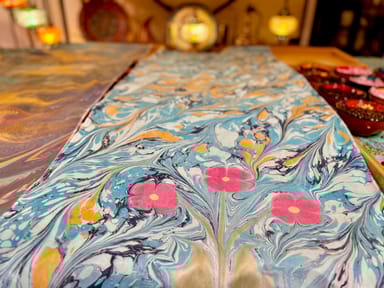 Create Your Own Water Marbled Silk Scarf - Green Brook