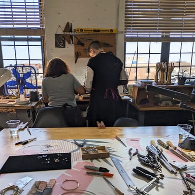 Pendant Metalsmithing Class for Two with Wine