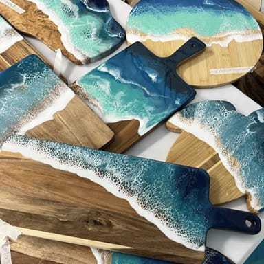 Ocean Resin Cheese Board Art Class