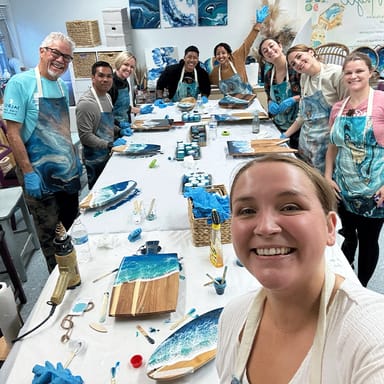 Ocean Resin Cheese Board Art Class